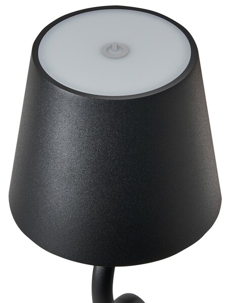 Stolná lampa čierna železo hliník s dotykovým vypínačom nabíjanie cez USB kábel bezdrôtová moderný štýl interiér exteriér