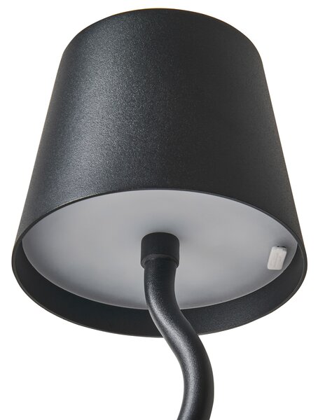 Stolná lampa čierna železo hliník s dotykovým vypínačom nabíjanie cez USB kábel bezdrôtová moderný štýl interiér exteriér