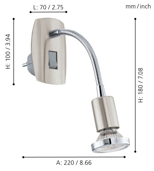 Eglo 902366 - Zásuvkové LED svietidlo MINI 1xGU10/2,8W/230V matný chróm