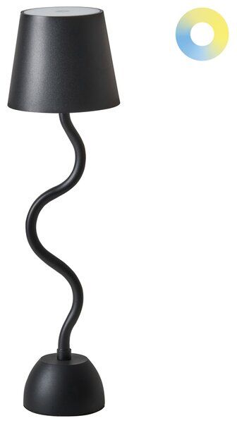 Stolná lampa čierna železo hliník s dotykovým vypínačom nabíjanie cez USB kábel bezdrôtová moderný štýl interiér exteriér