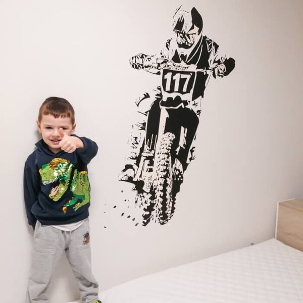 INSPIO-textilná prelepiteľná nálepka - INSPIO-výroba darčekov a dekorácií - Nálepky na stenu pre chlapcov - Motocross a motorka