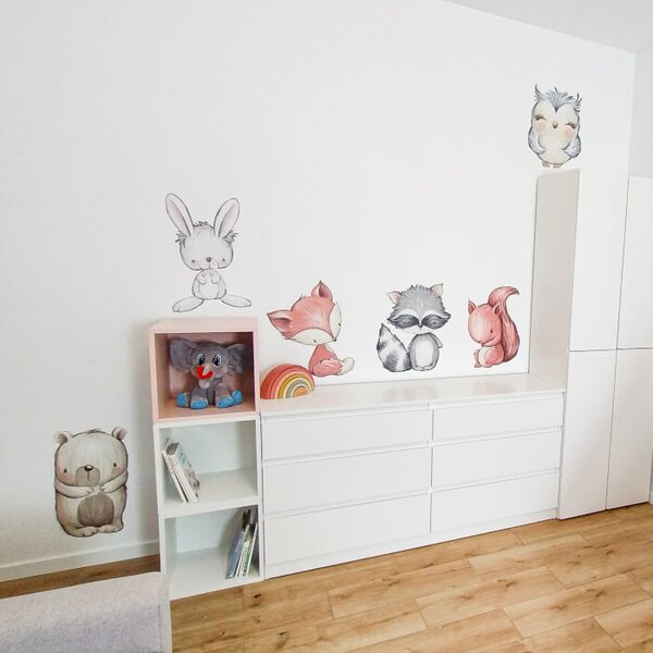INSPIO-textilná prelepiteľná nálepka - Detské nálepky zvieratiek na stenu nad postieľkou do izby