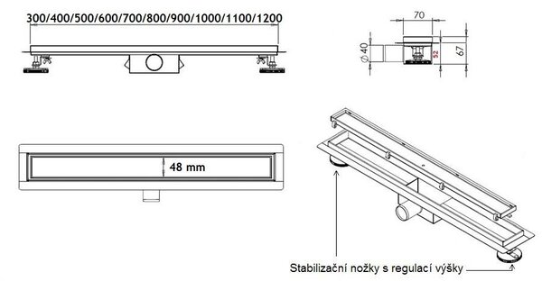 MAXMAX Sprchový žľab NEO classic 30-120 cm