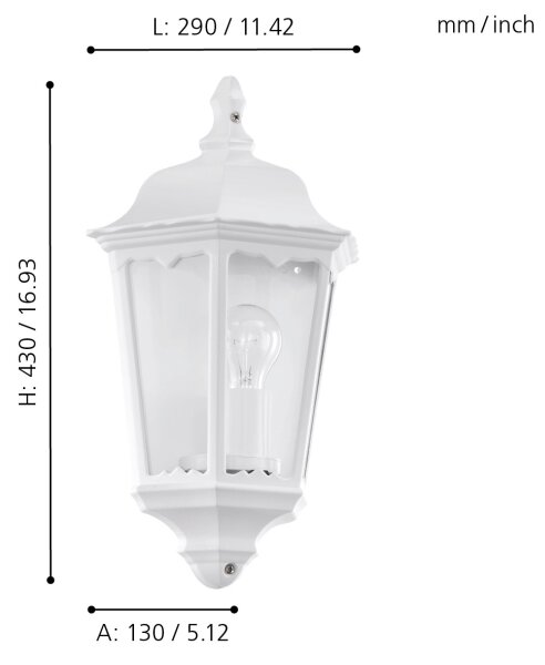 Eglo 93448 - Vonkajšie nástenné svietidlo navedie 1xE27/60W/230V