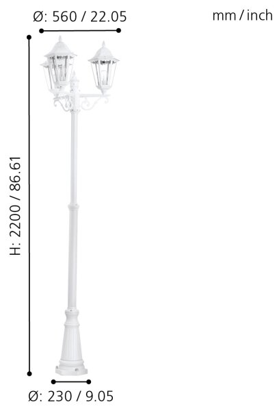 Eglo 93454 Vonkajšia lampa NAVEDO E27/3X60W/230V
