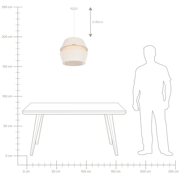 Závesná lampa béžová prírodná ľan palmový list 105 cm rafia osvetlenie na strop moderný boho štýl obývačka spálňa