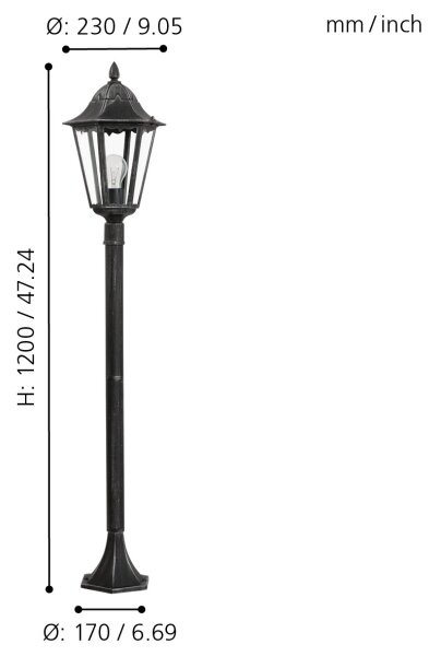 Eglo 93463 - Vonkajšia lampa NAVEDO 1xE27/60W/230V IP44