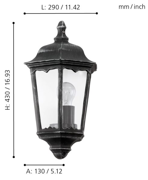 Eglo 93459 - Vonkajšie nástenné svietidlo navedie 1xE27/60W/230V
