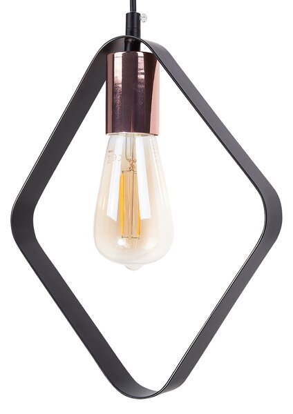 Závesná lampa čierna kov PVC 3 otvorené tienidlá geometrický tvar na strop moderný industriálny štýl osvetlenie obývačka jedáleň