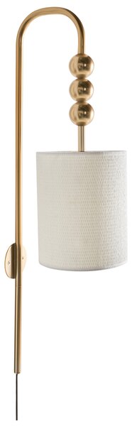 Nástenná lampa mosadzná železo s bielym tienidlom mid-century modern štýl obývačka spálňa