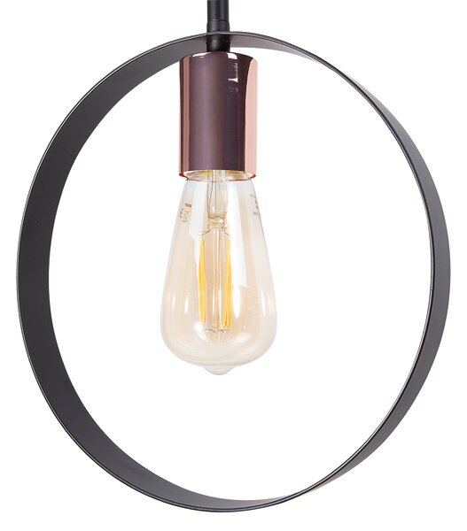 Závesná lampa čierna kov PVC 3 otvorené tienidlá geometrický tvar na strop moderný industriálny štýl osvetlenie obývačka jedáleň