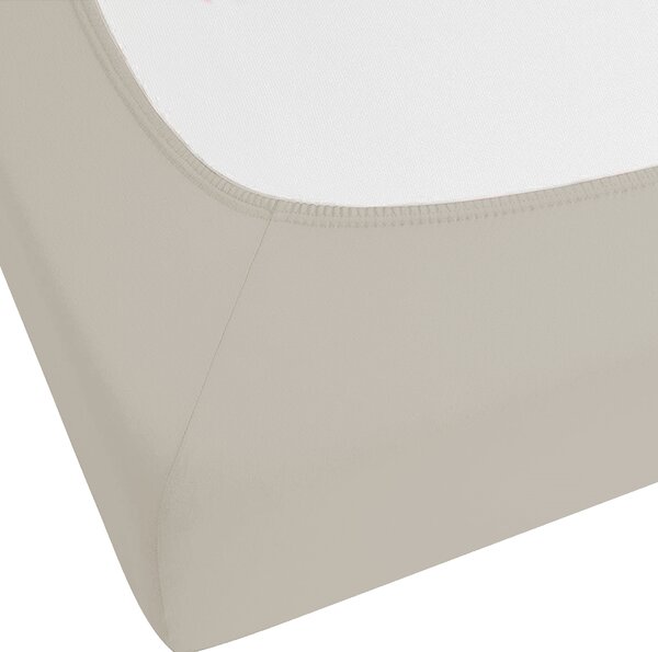 Napínacie prestieradlo sivobéžové bavlnené 90 x 200 cm elastické okraje klasická posteľná plachta textílie do spálne