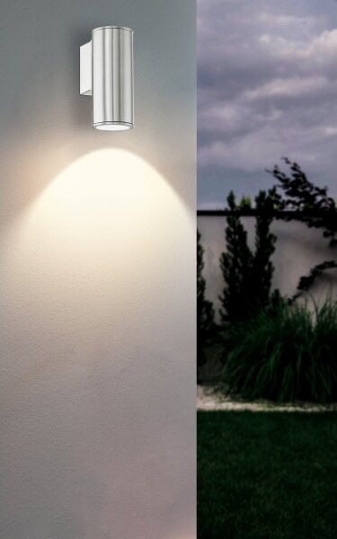 Eglo 33581 - LED RGBW stmievateľné vonkajšie nástenné svietidlo RIGA 1xGU10/5W/230V IP44, matný chróm