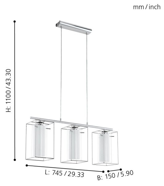 Eglo 94378 - Luster LONCINO 1 3xE27/60W/230V