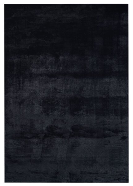Koberec čierny umelá zajačia kožušina polyester 160 x 230 cm mäkký huňatý s vysokým vlasom obývačka spálňa