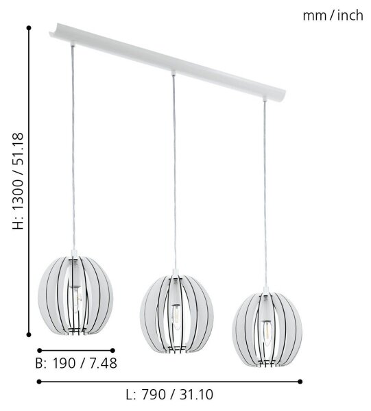 Eglo 94444 - Luster COSSANO 3xE14/40W/230V