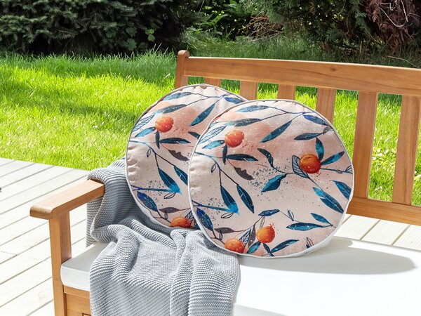 Sada 2 záhradných vankúšov viacfarebná polyester ⌀ 40 cm vzor listov moderný štýl vonkajšie dekorácie vodoodolné