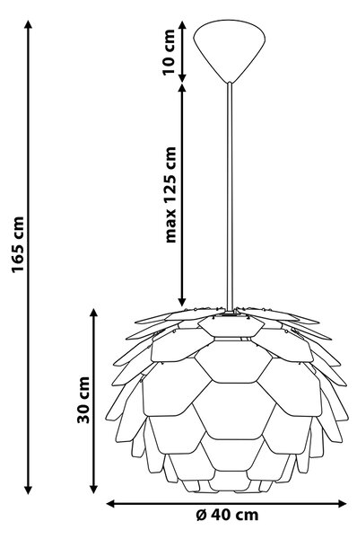 Závesná lampa čierna syntetický materiál okrúhle tienidlo tvar borovicovej šišky na strop moderný škandinávsky štýl obývačka detská izba