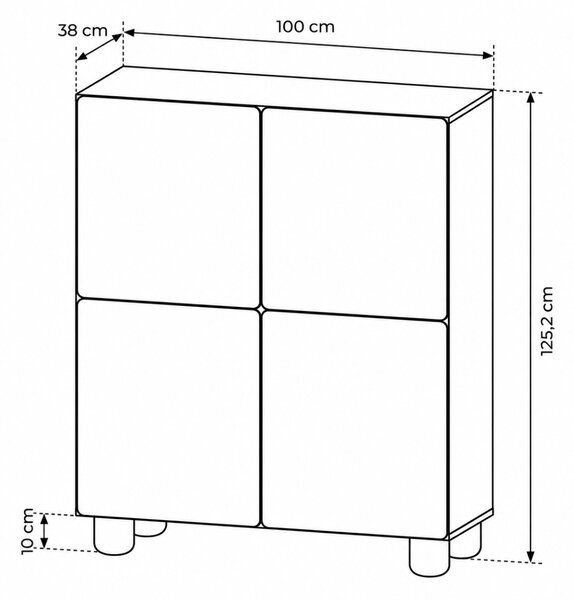 KOMODA TORINO DUB VICENZA 100 CM