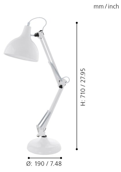 Eglo 94699 - Stolná lampa BORGILLIO 1xE27/40W/230V