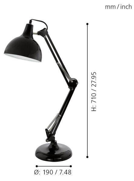 Eglo 94697 - Stolná lampa BORGILLIO 1xE27/40W/230V