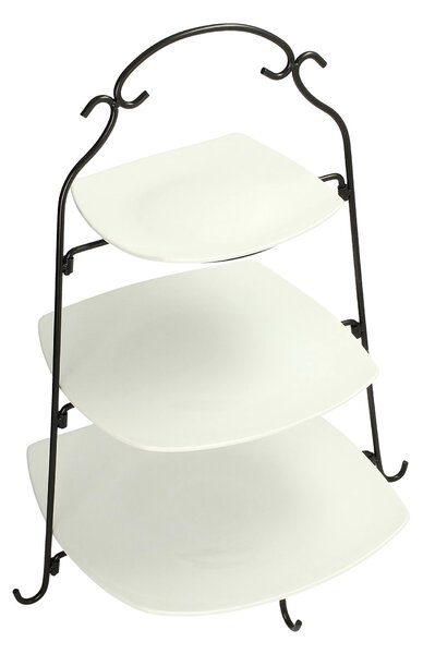 Trojposchodový servírovací podnos Marion White 48 cm