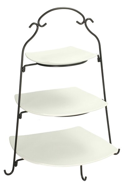 Trojposchodový servírovací podnos Marion White 48 cm