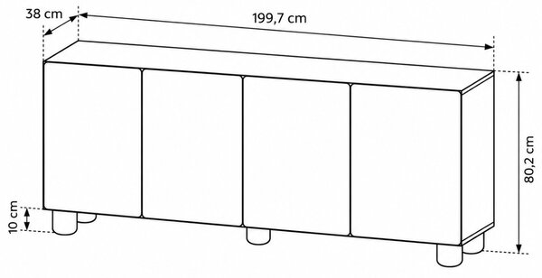 KOMODA TORINO DUB VICENZA 200 CM