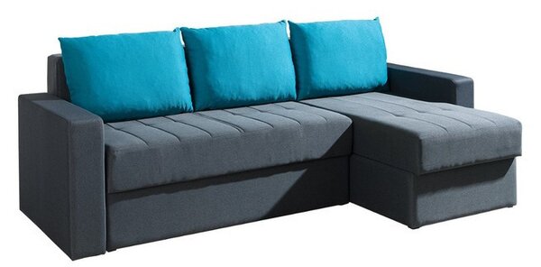 Rohová sedačka s úložným priestorom DELAWARE - šedá / modrá