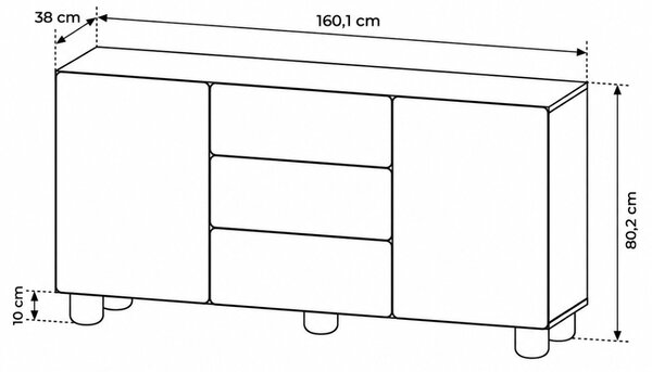 KOMODA TORINO 2d3s DUB VICENZA 160 CM