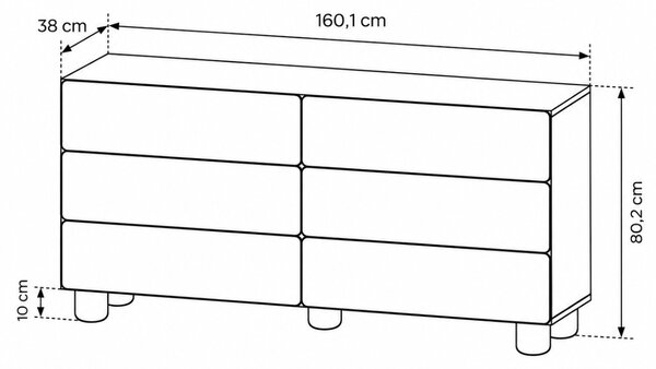 KOMODA TORINO 6s DUB VICENZA 160 CM