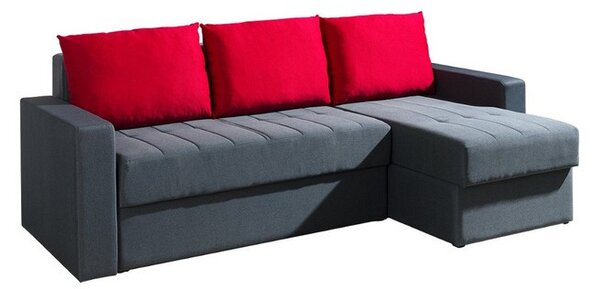 Rohová sedačka s úložným priestorom DELAWARE - šedá / červená