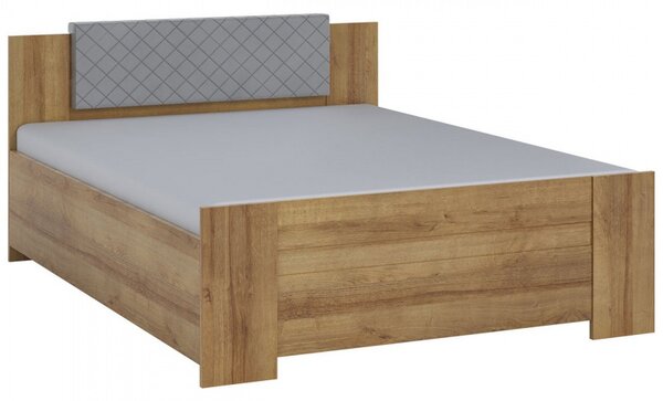 Manželská posteľ 160x200 CORTLAND 1 - zlatý dub / sivá ekokoža