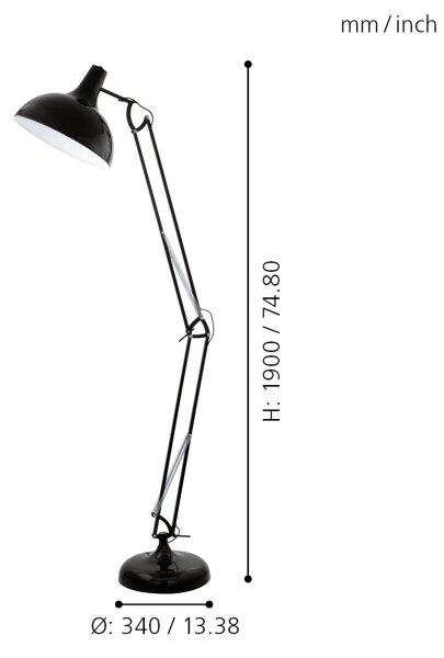 Eglo 94698 - Stojanová lampa BORGILLIO 1xE27/60W/230V