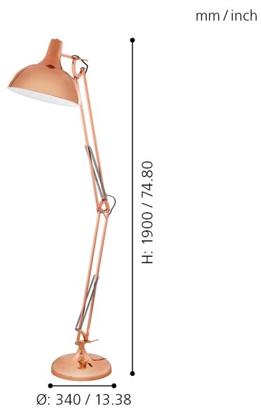 Eglo 94705 - Stojaca lampa BORGILLIO 1xE27/60W/230V