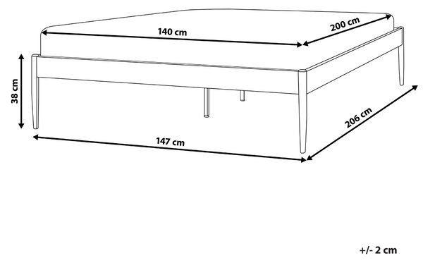 Posteľ biela kovová 140 x 200 cm lamely z preglejky minimalistický industriálny dizajn spálňa