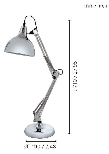 Eglo 94702 - Stolná lampa BORGILLIO 1xE27/40W/230V