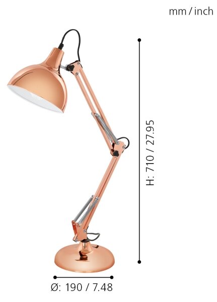 Eglo 94704 - Stolná lampa BORGILLIO 1xE27/40W/230V