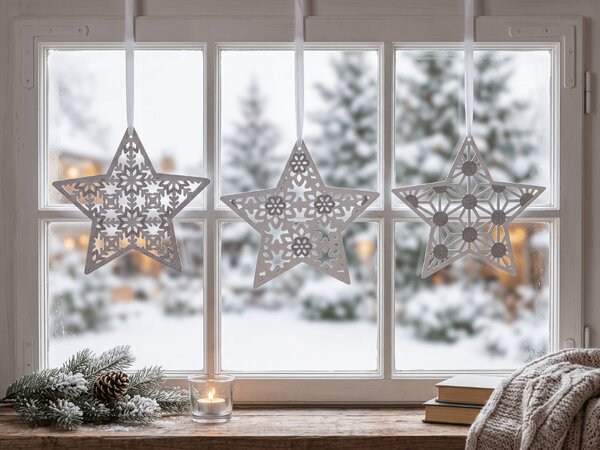 Vianočná závesná hviezda GLITTER STAR 22 cm, biela