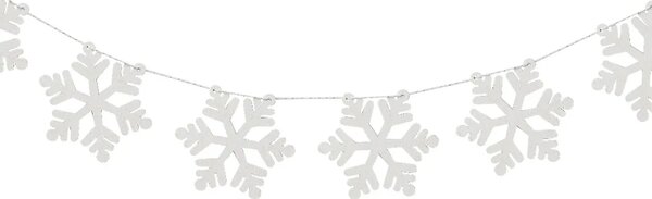 Vianočná drevená girlanda WHITE SNOWFLAKES 2 m, biela