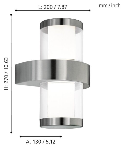 Eglo 94799 - Vonkajšie nástenné svietidlo BEVERLY 1 2xLED/3,7W/230V IP44
