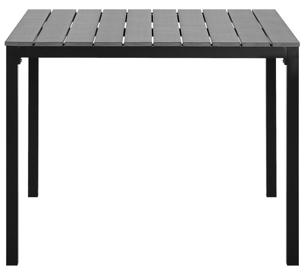 Záhradný stôl sivá čierna hliník plastové drevo 95 x 95 cm odolnosť voči vplyvom počasia pre 4 osoby moderný štýl