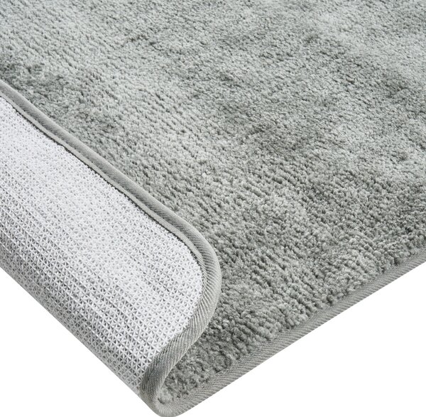 Kúpeľňová predložka sivá mikrovlákno 60 x 90 cm protišmyková podložka mäkký kúpeľňový koberec