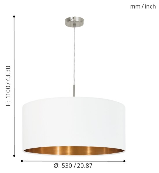 Eglo 95045 - Luster PASTERI 1xE27/60W/230V