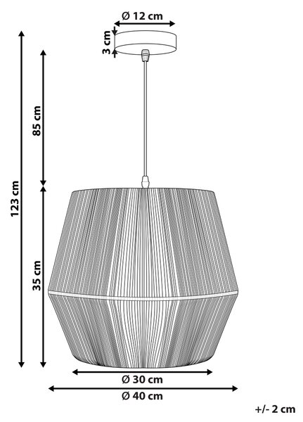 Závesná lampa čierna tienidlo z papierového výpletu prírodné materiály nastaviteľný kábel boho dizajn osvetlenie