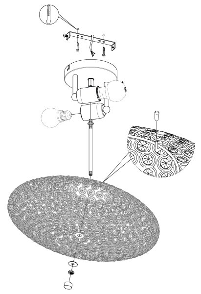 Eglo 95284 - Stropné svietidlo CLEMENTE 2xE27/60W/230V