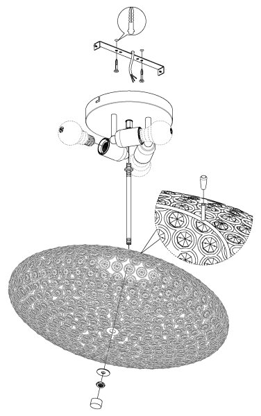 Eglo 95285 - Stropné svietidlo CLEMENTE 3xE27/60W/230V