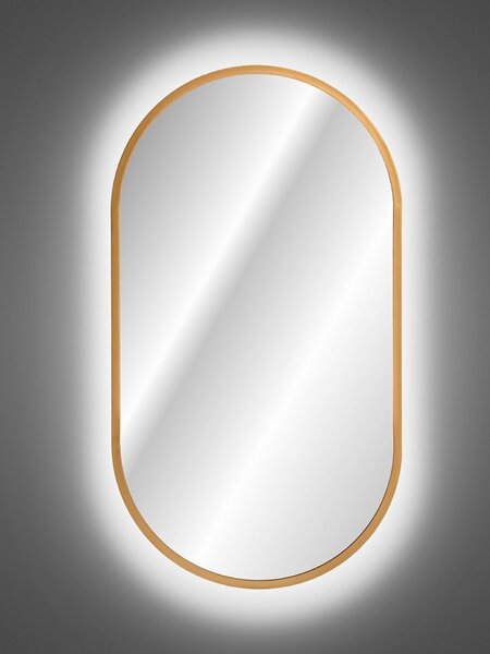 Comad Závesné zrkadlo s LED osvetlením Apollo 50x90 cm, zlatá