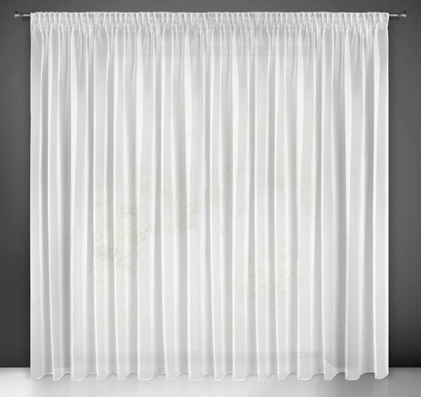 Design 91, Hotová záclona s riasiacou páskou - Esel biela jemná, š. 1,35 m x d. 2,7 m