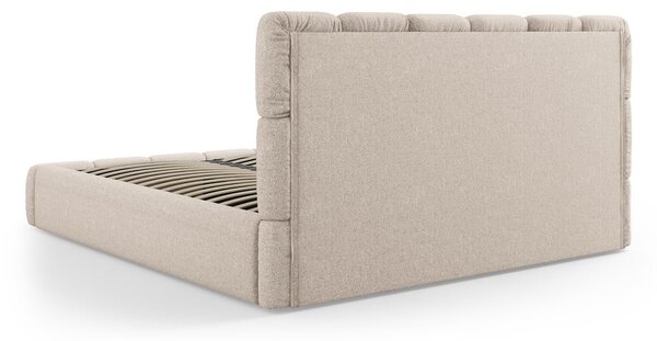 Béžová čalúnená dvojlôžková posteľ s úložným priestorom s roštom 160x200 cm Bellis – Micadoni Home